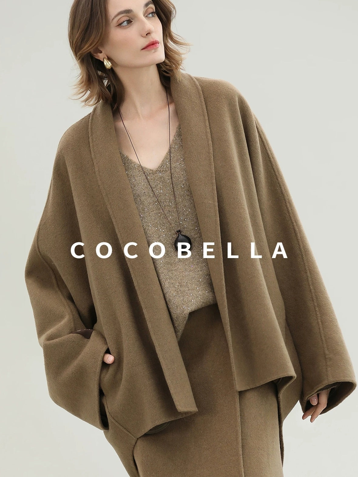 COCOBELLA Handmade Thick Wool Loose Fit Lapel Ladylike Office Overcoat Jackets