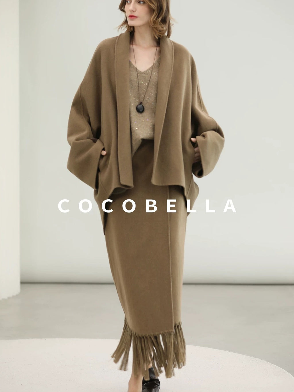 COCOBELLA Handmade Thick Wool Loose Fit Lapel Ladylike Office Overcoat Jackets