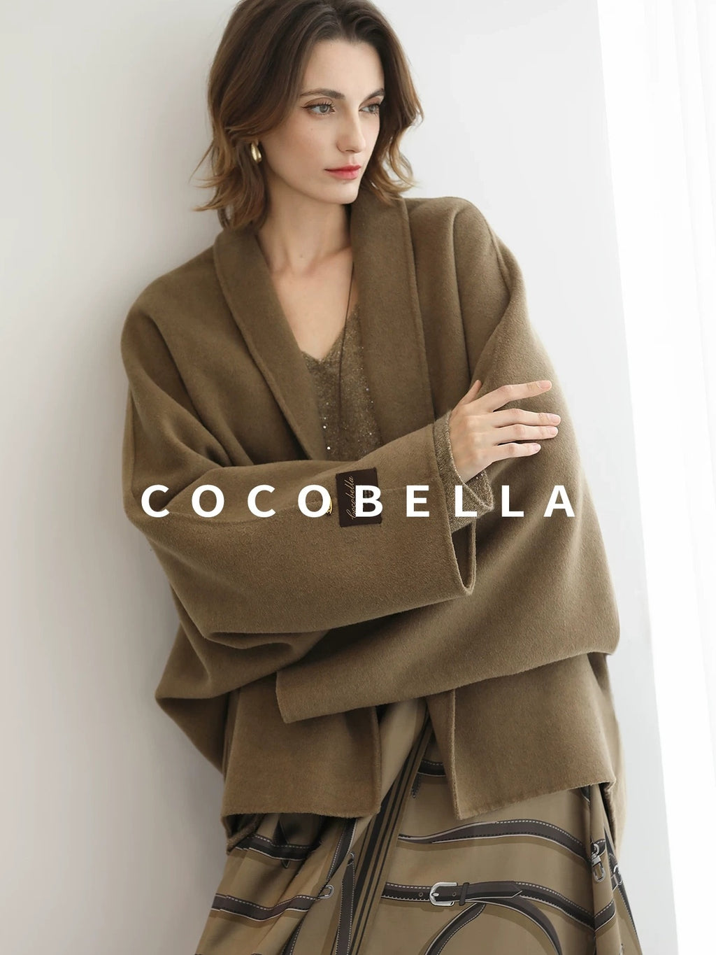 COCOBELLA Handmade Thick Wool Loose Fit Lapel Ladylike Office Overcoat Jackets
