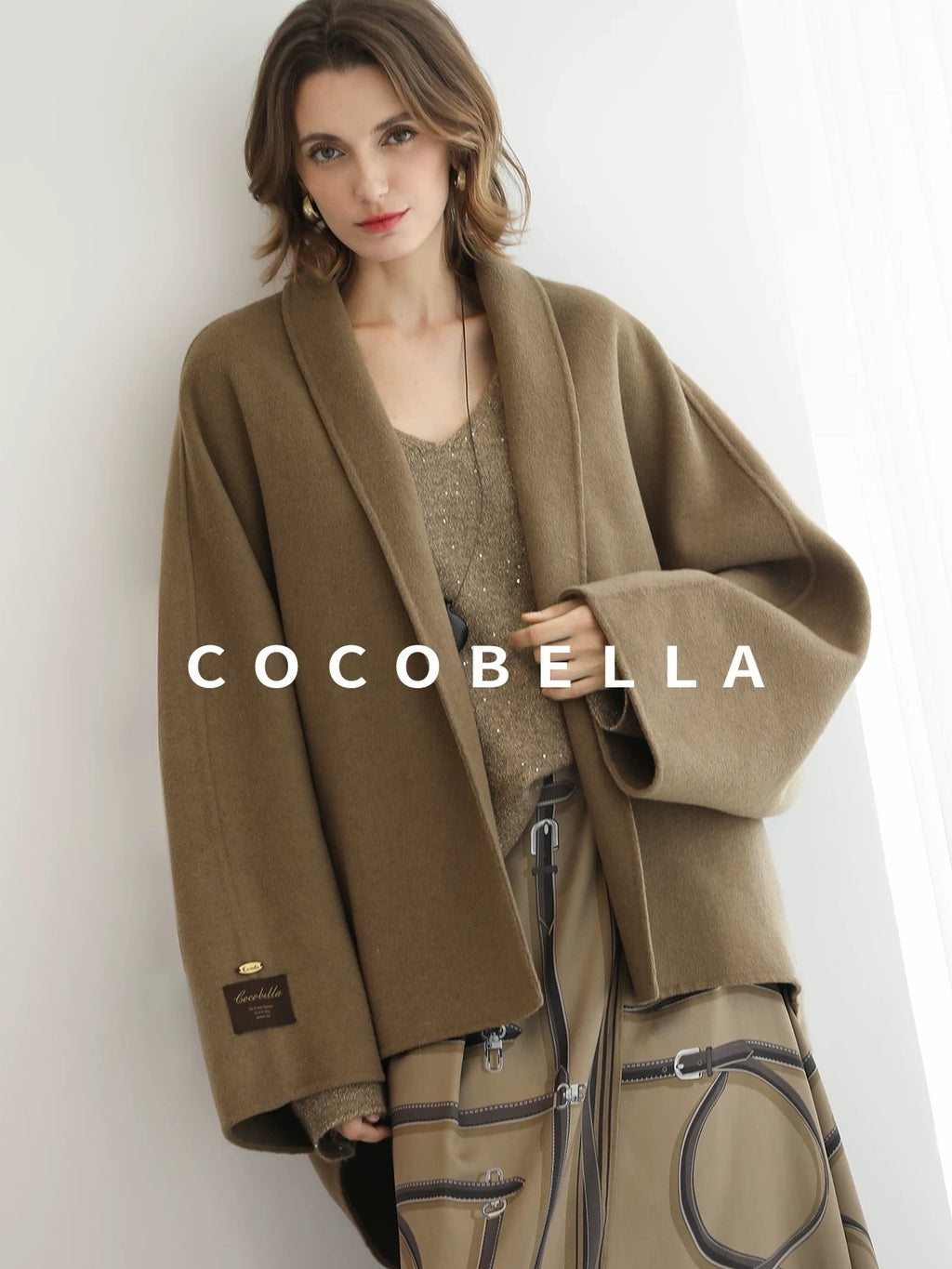 COCOBELLA Handmade Thick Wool Loose Fit Lapel Ladylike Office Overcoat Jackets
