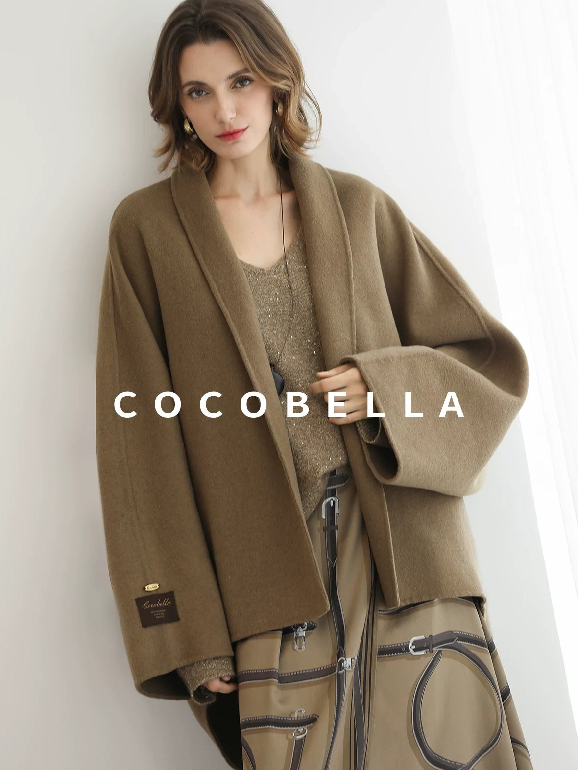 COCOBELLA Handmade Thick Wool Loose Fit Lapel Ladylike Office Overcoat Jackets