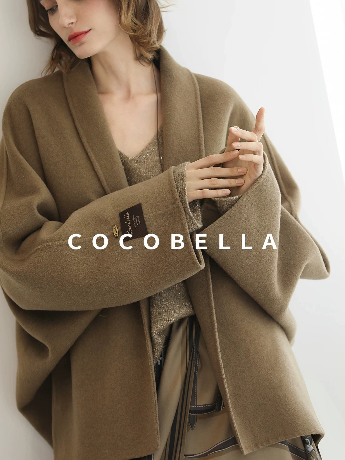 COCOBELLA Handmade Thick Wool Loose Fit Lapel Ladylike Office Overcoat Jackets