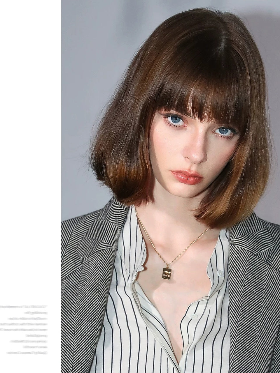 COCOBELLA Herringbone Straight Fit Casual Single Button Tailored Office Women Blazers