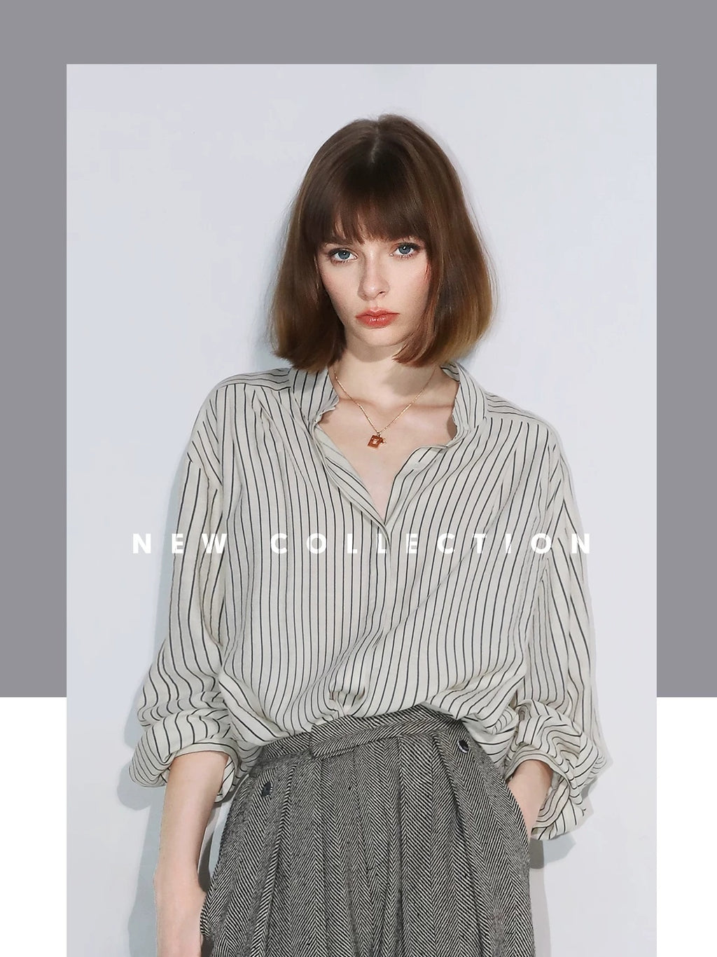 COCOBELLA Herringbone Straight Fit Casual Single Button Tailored Office Women Blazers