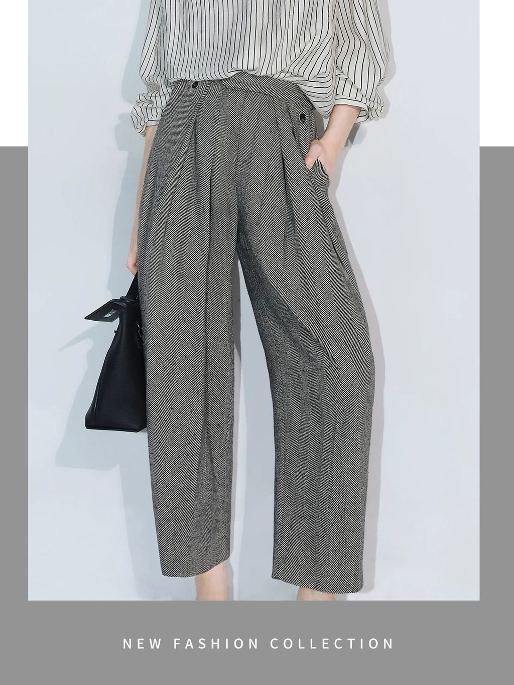 COCOBELLA Herringbone Straight Fit Casual Single Button Tailored Office Women Blazers