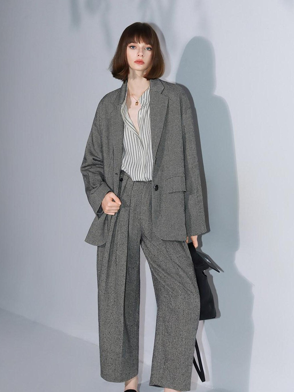 COCOBELLA High Waist 3D Detail Loose Harem Office Wear Women Black White Polyester Pants