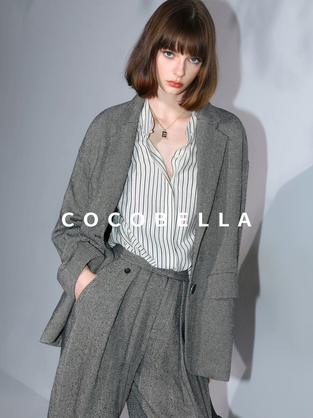 COCOBELLA High Waist 3D Detail Loose Harem Office Wear Women Black White Polyester Pants