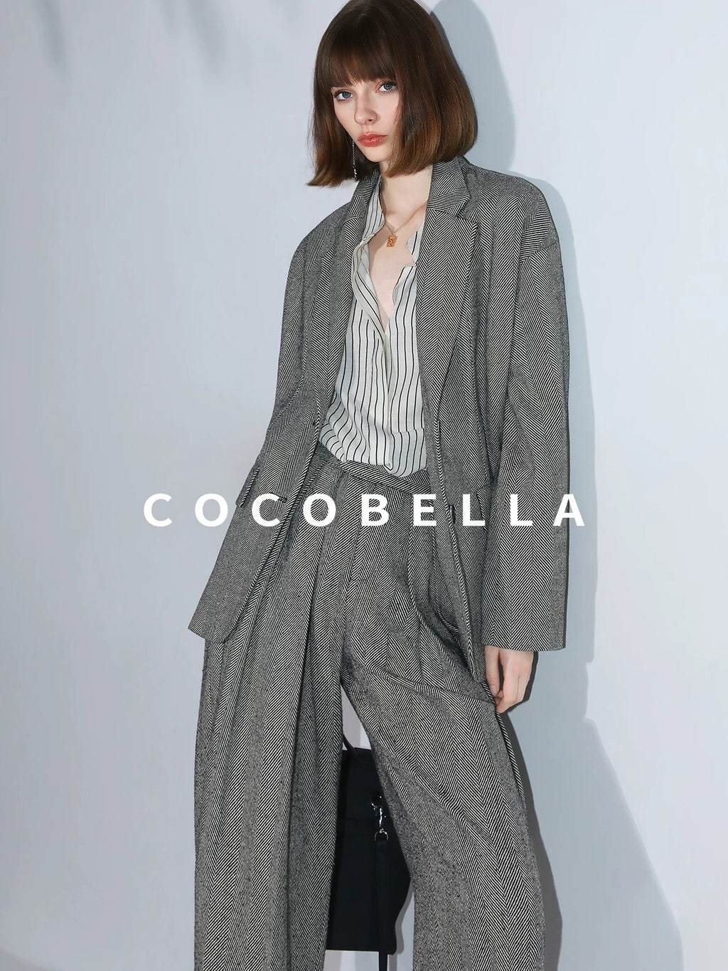 COCOBELLA High Waist 3D Detail Loose Harem Office Wear Women Black White Polyester Pants