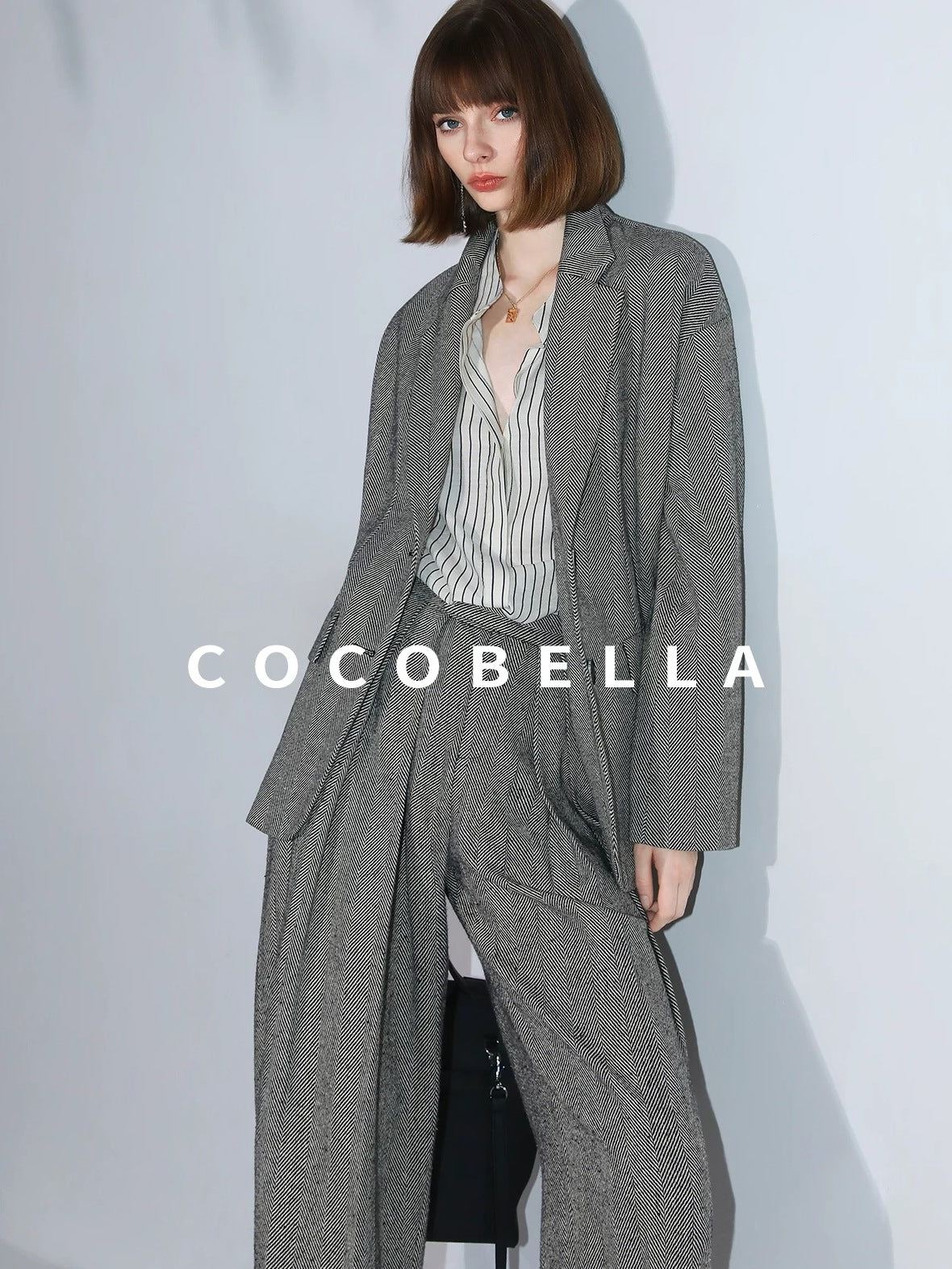 COCOBELLA High Waist 3D Detail Loose Harem Office Wear Women Black White Polyester Pants