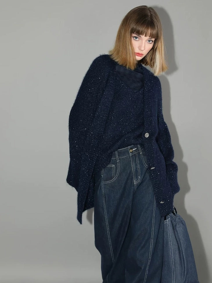 COCOBELLA High Waist Cotton Straight Leg Casual Women Denim Blue Brushed Pants