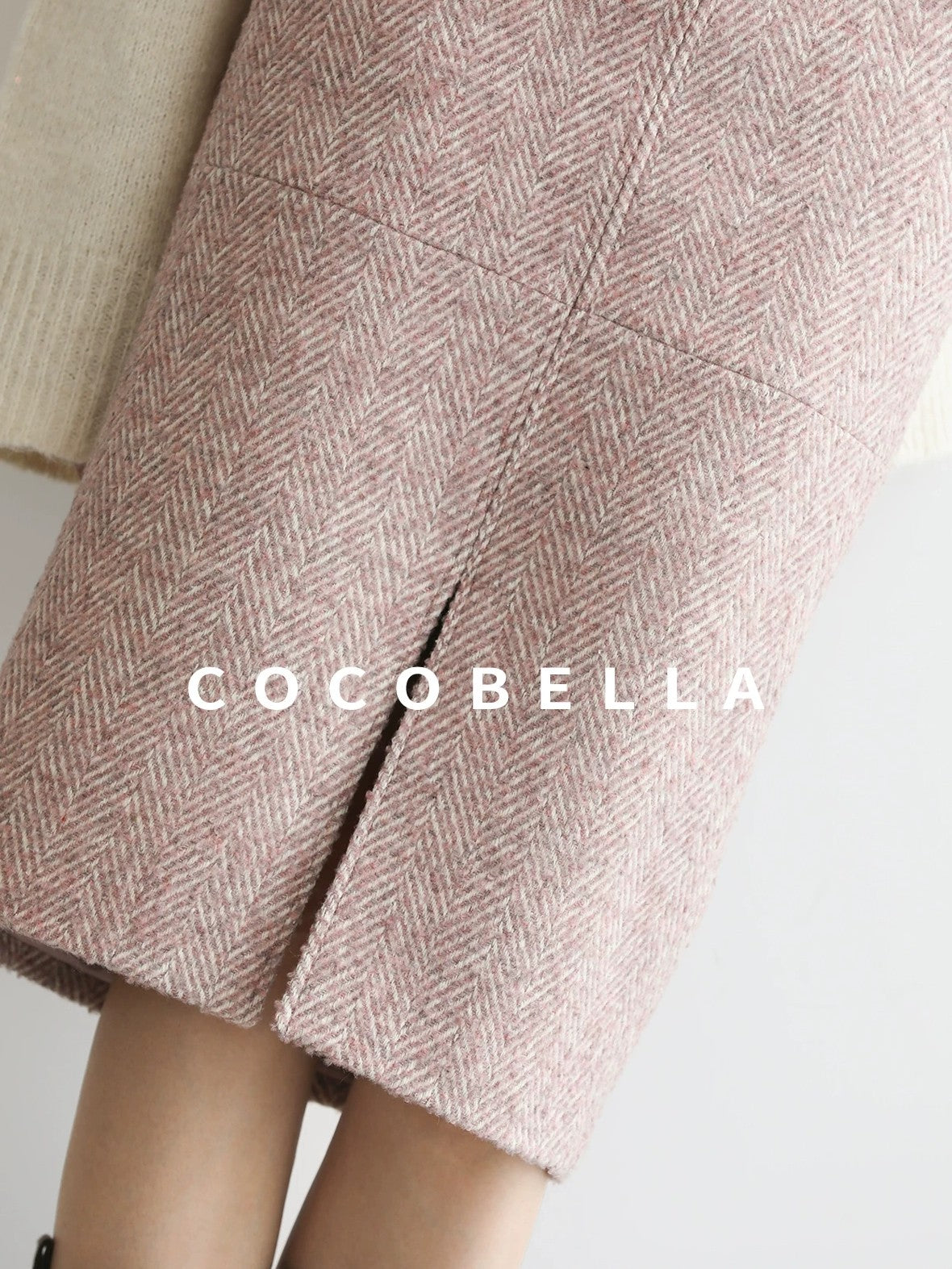 COCOBELLA High Waist Front Slit Straight Zipper Women City Commute Midi Skirts