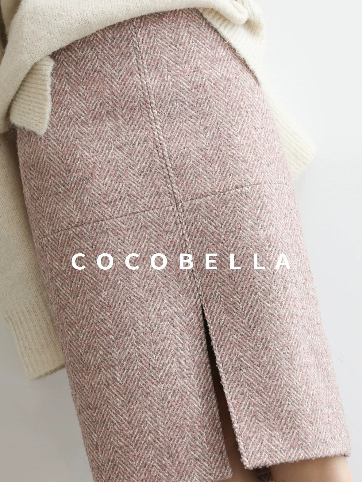 COCOBELLA High Waist Front Slit Straight Zipper Women City Commute Midi Skirts