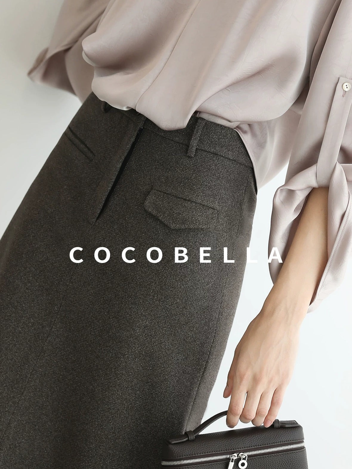COCOBELLA High Waist H Line Straight With Pockets Commuter Office Women Nutmeg Skirts