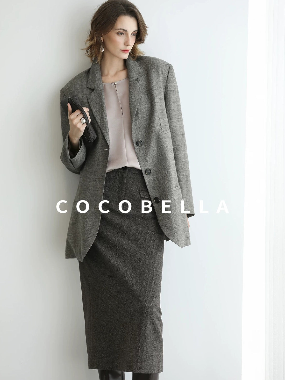 COCOBELLA High Waist H Line Straight With Pockets Commuter Office Women Nutmeg Skirts