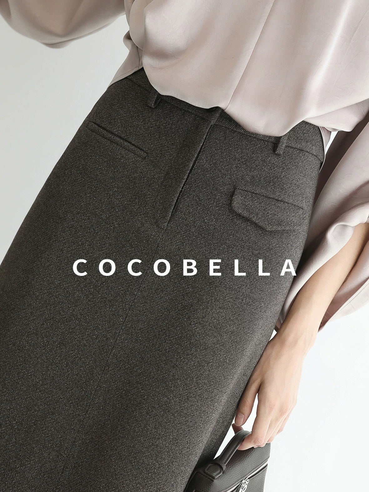 COCOBELLA High Waist H Line Straight With Pockets Commuter Office Women Nutmeg Skirts