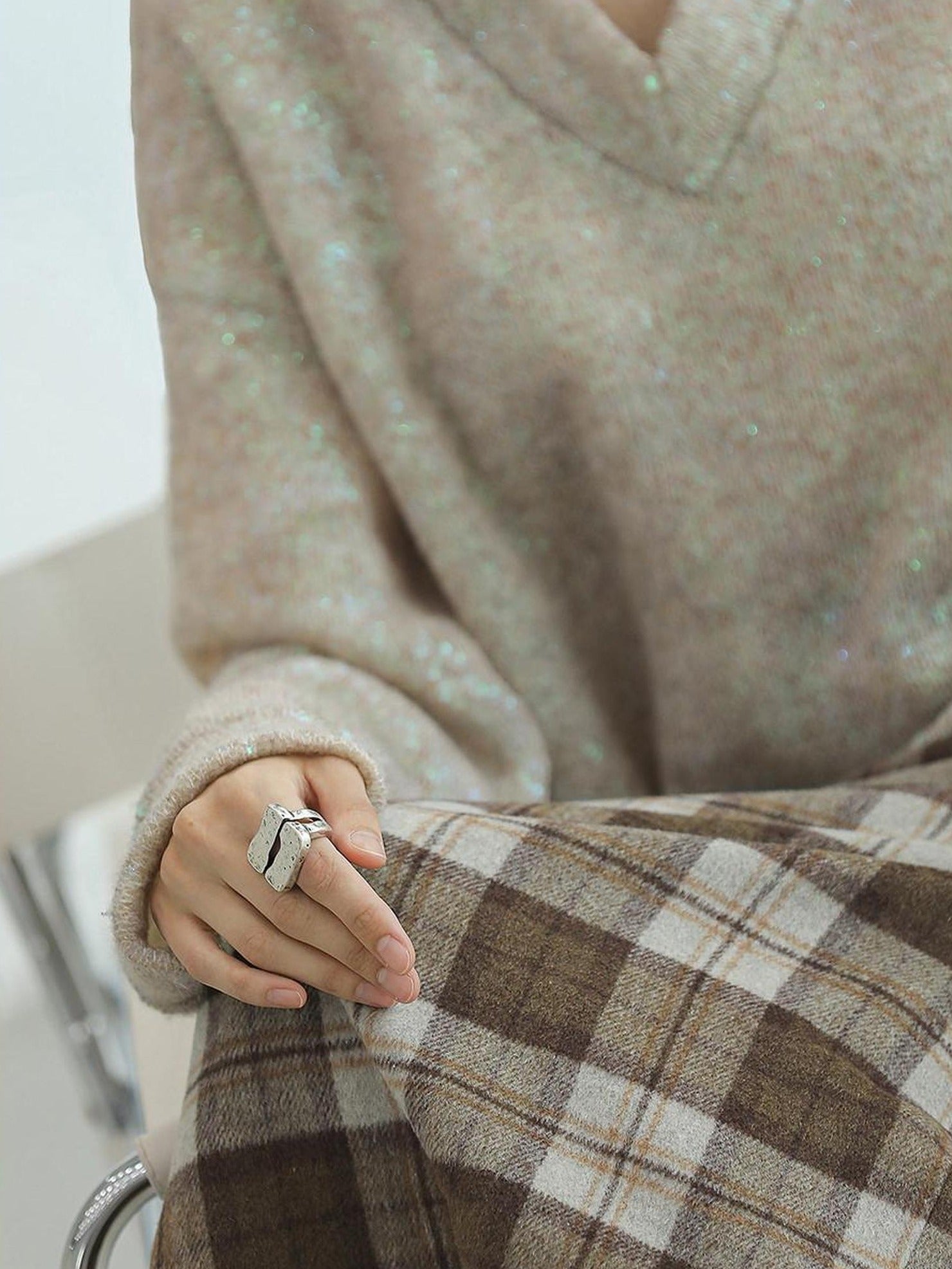 COCOBELLA High Waist Lined Pleated Patchwork Office Women Polyester Skirts