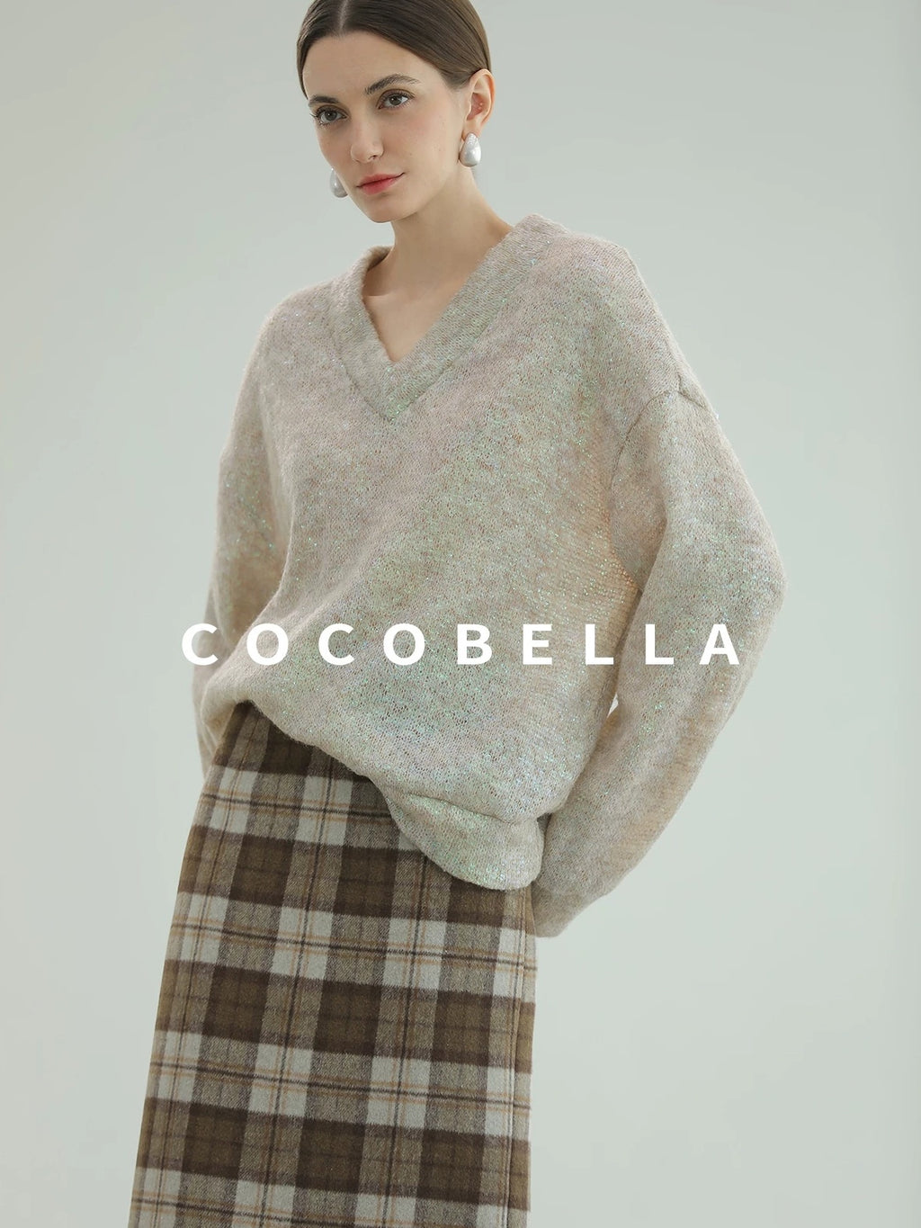 COCOBELLA High Waist Lined Pleated Patchwork Office Women Polyester Skirts