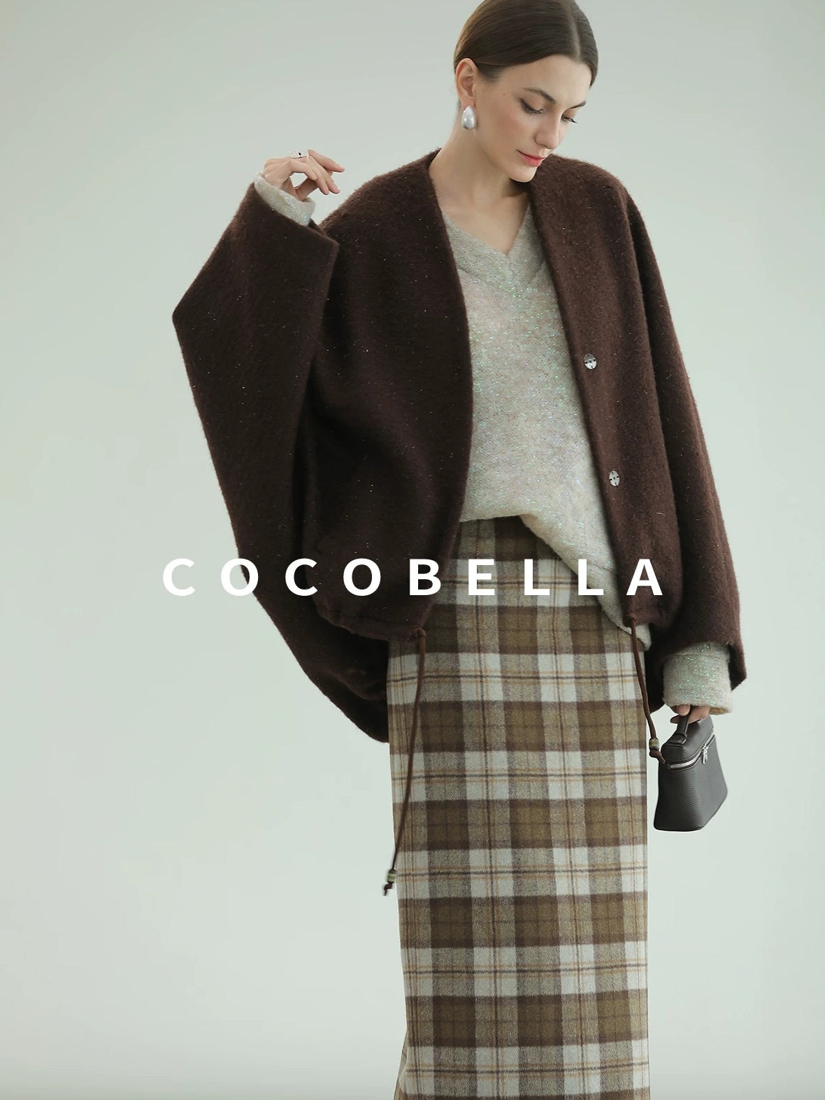 COCOBELLA High Waist Lined Pleated Patchwork Office Women Polyester Skirts