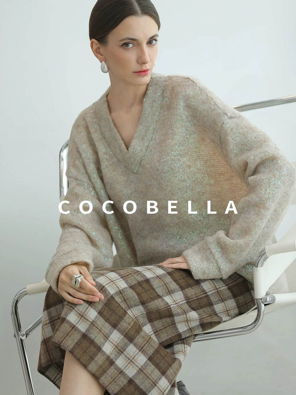 COCOBELLA High Waist Lined Pleated Patchwork Office Women Polyester Skirts