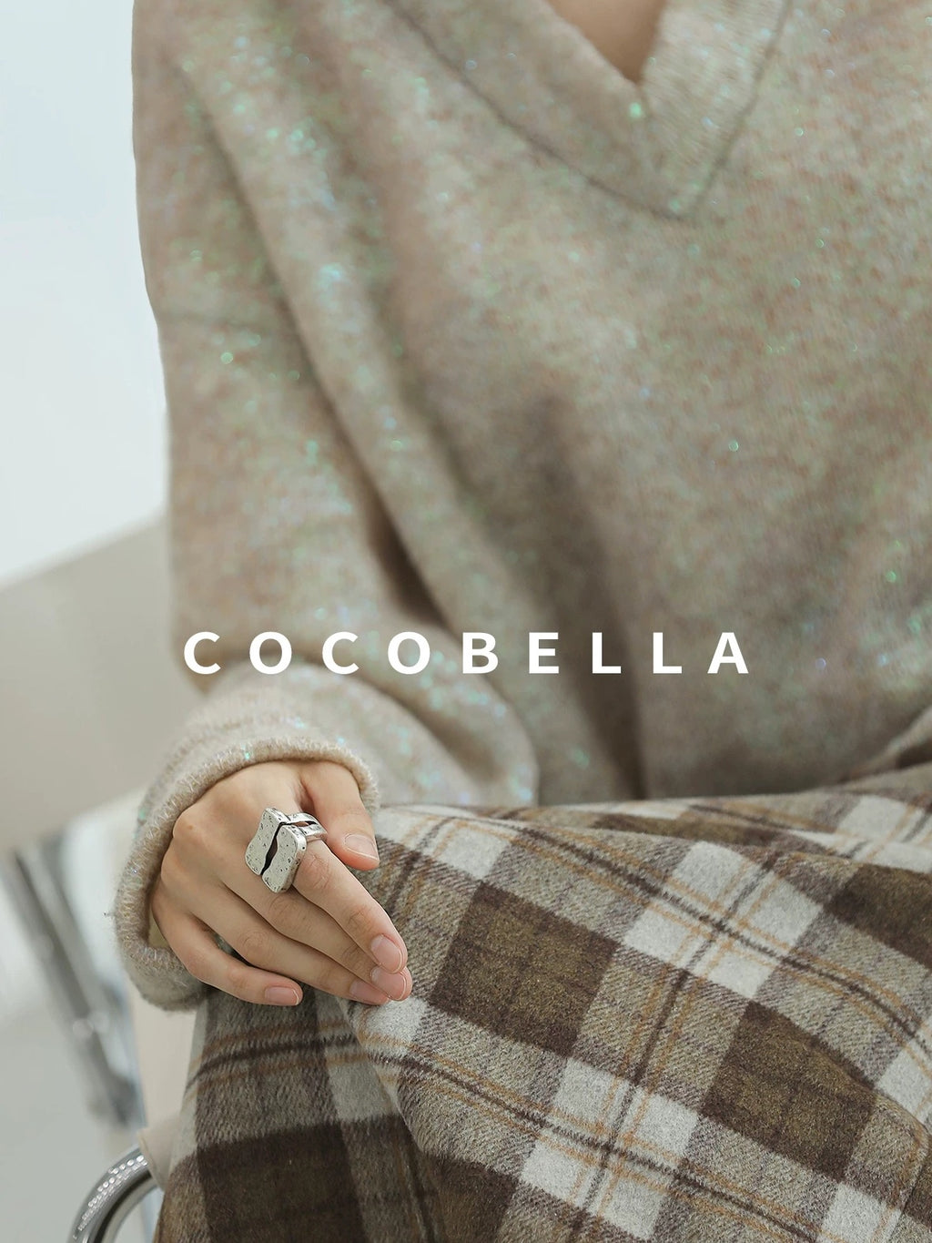 COCOBELLA High Waist Lined Pleated Patchwork Office Women Polyester Skirts