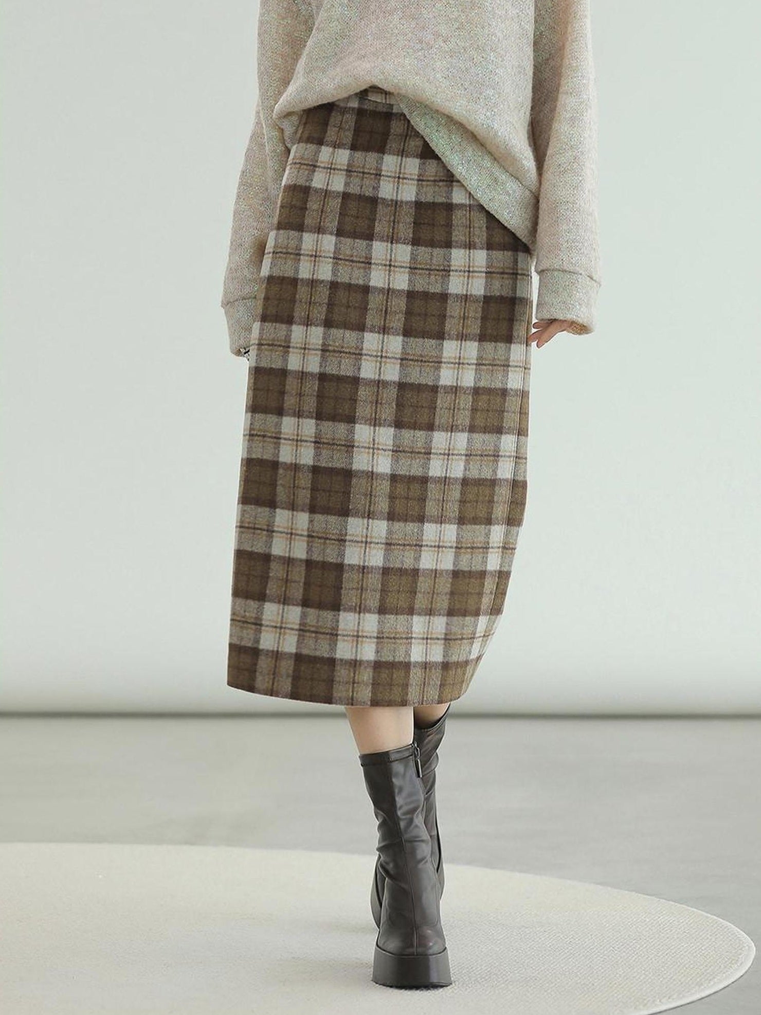 COCOBELLA High Waist Lined Pleated Patchwork Office Women Polyester Skirts