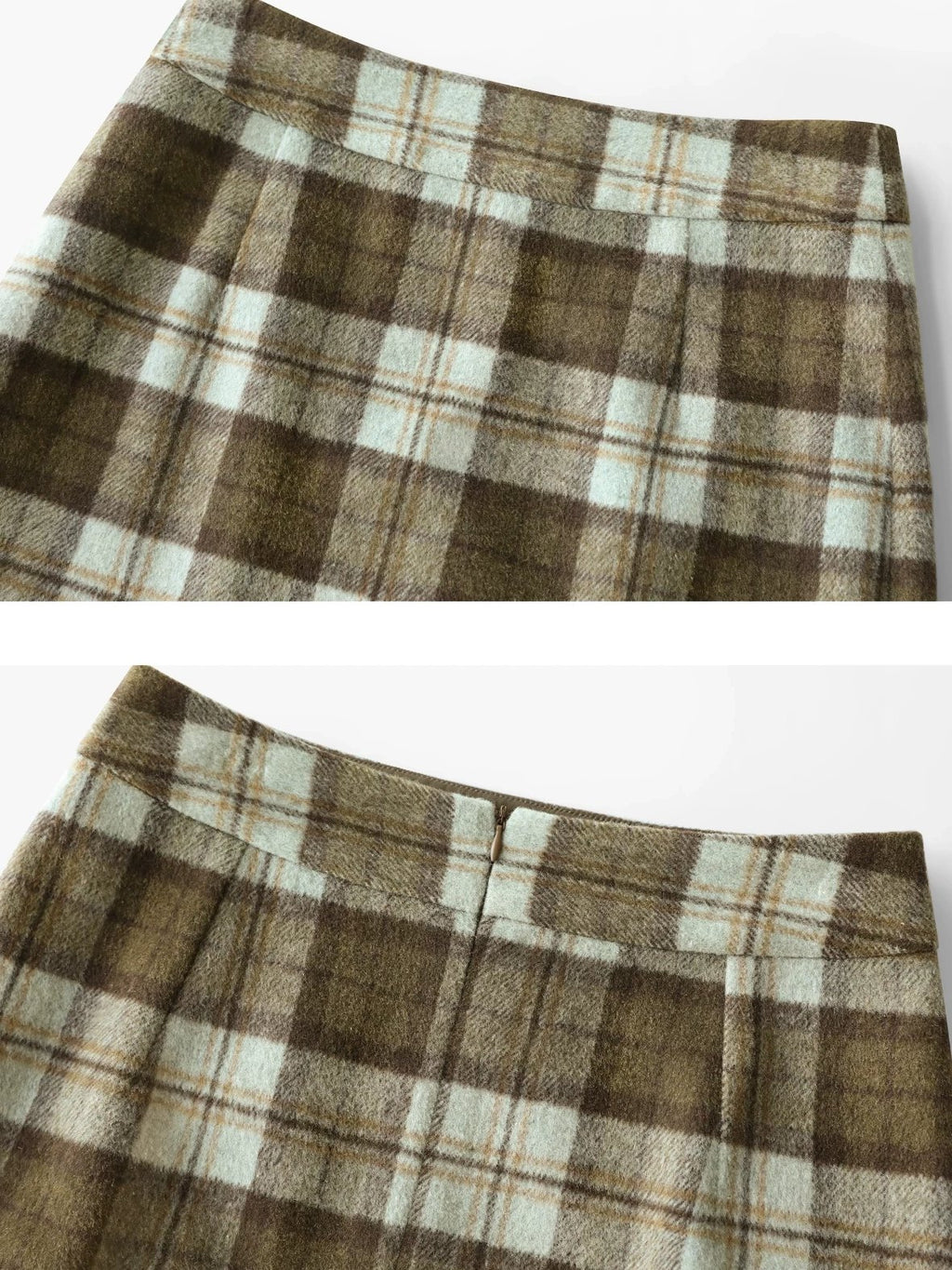 COCOBELLA High Waist Lined Wool Blend Patchwork Straight Ol Office Plaid Midi Skirts