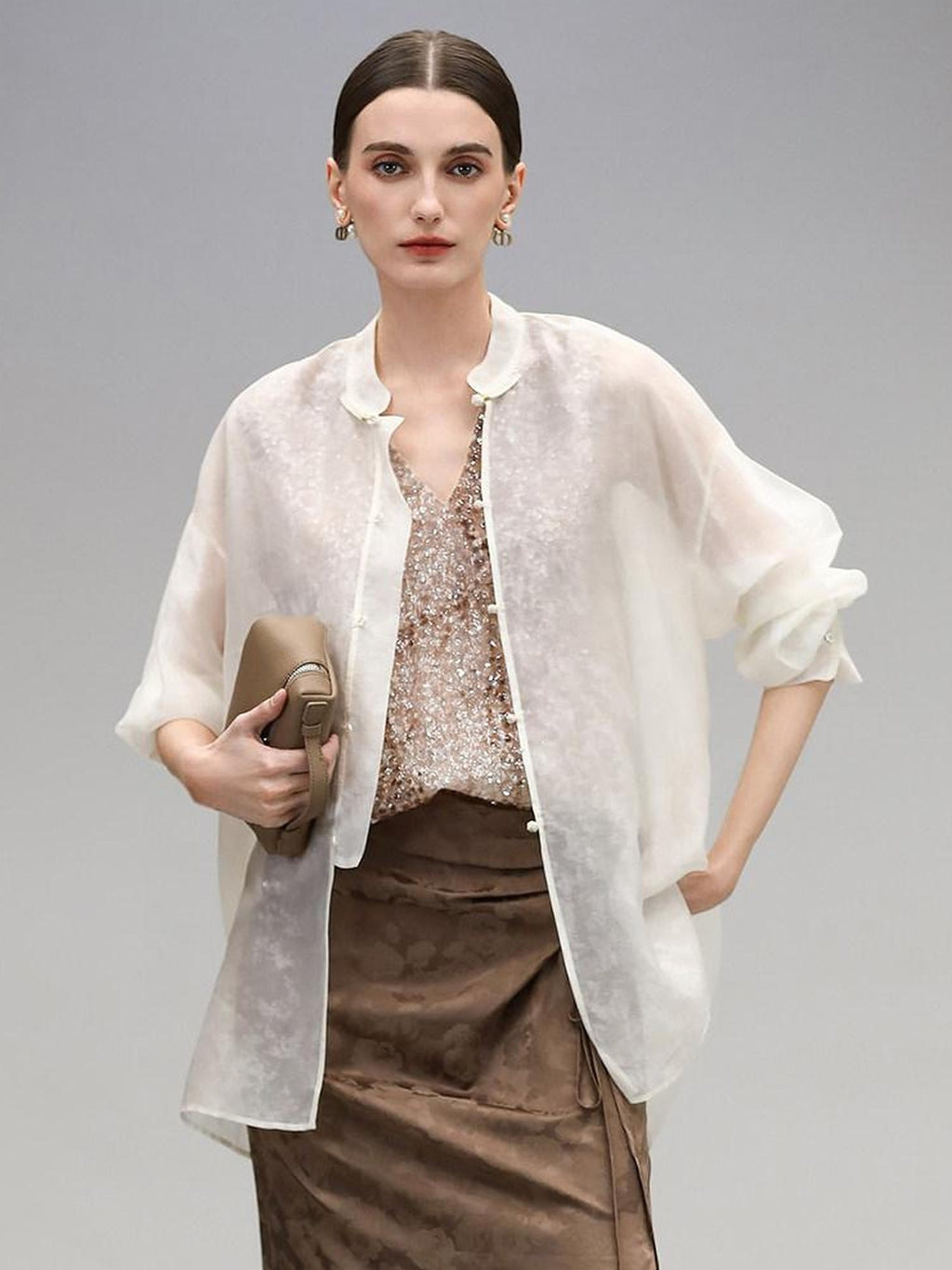 COCOBELLA High Waist Pleated Jacquard Chinese Style Slim H Line Women Office Casual Pants