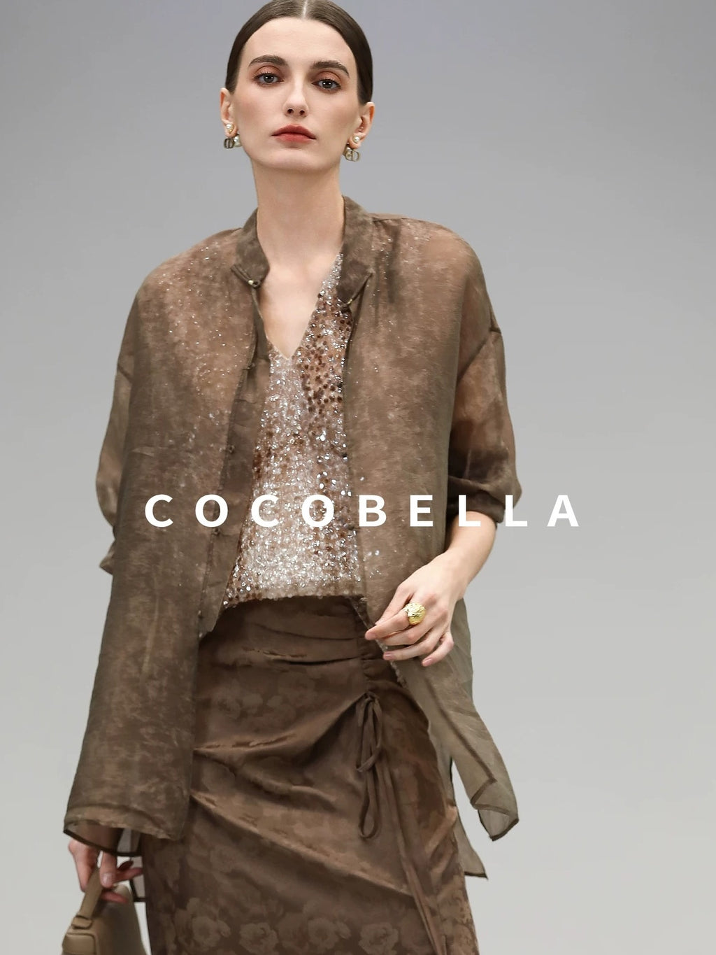 COCOBELLA High Waist Pleated Jacquard Chinese Style Slim H Line Women Office Casual Pants