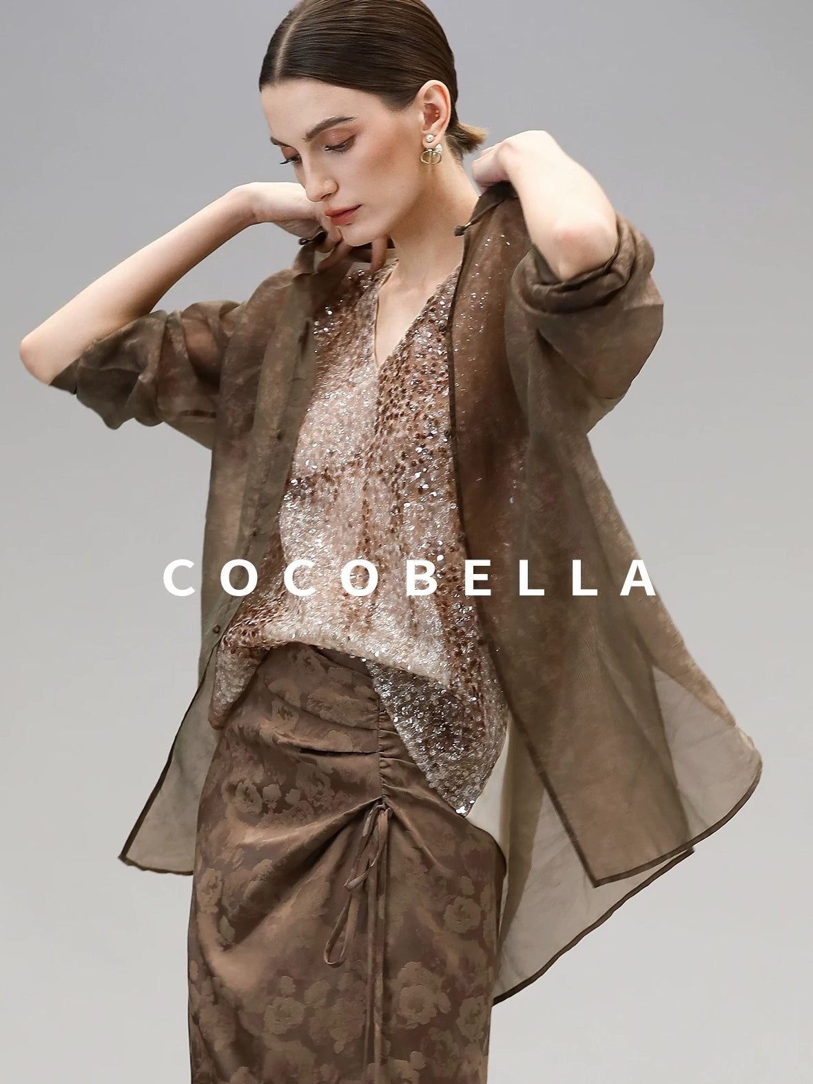COCOBELLA High Waist Pleated Jacquard Chinese Style Slim H Line Women Office Casual Pants