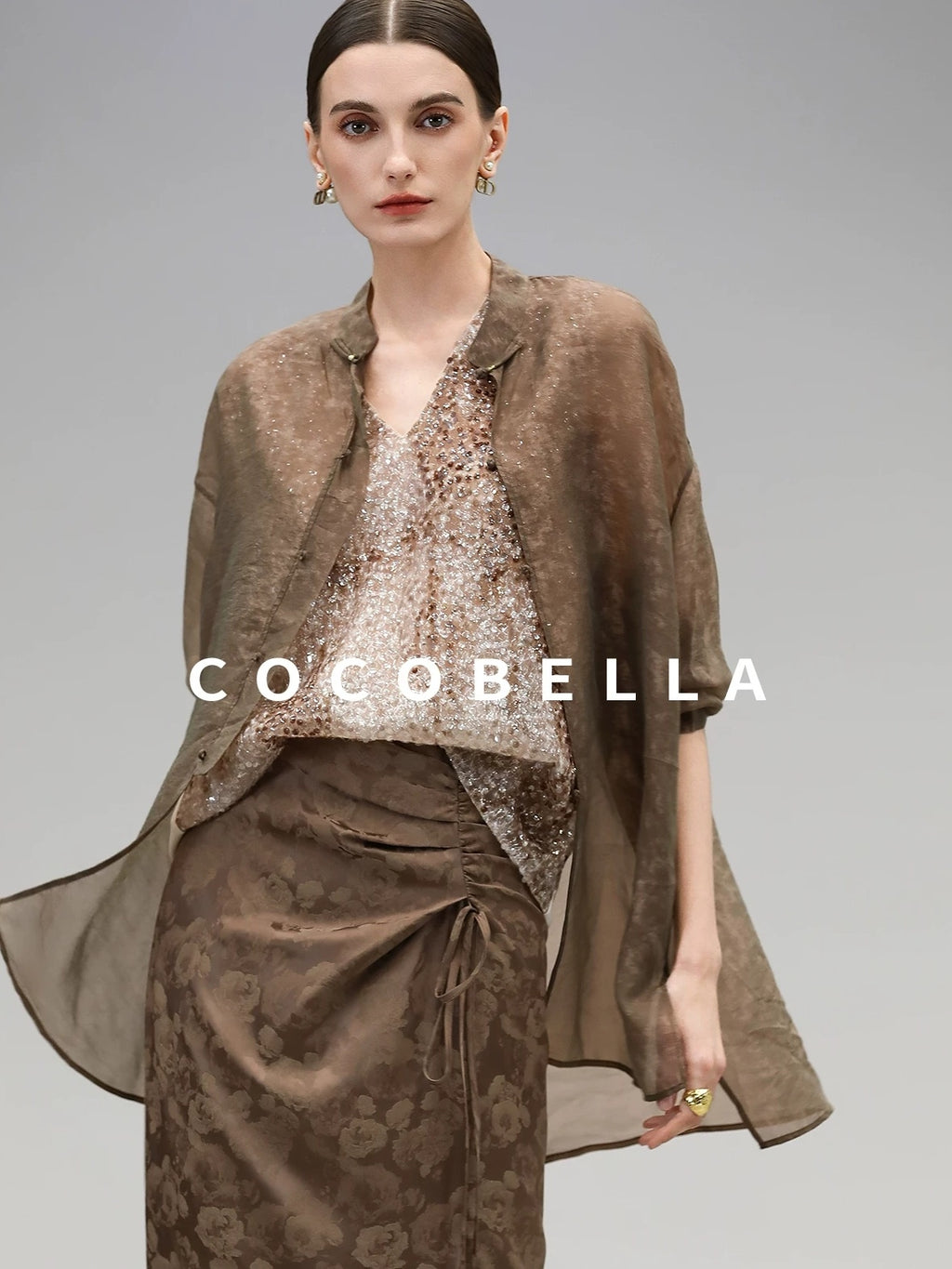 COCOBELLA High Waist Pleated Jacquard Chinese Style Slim H Line Women Office Casual Pants