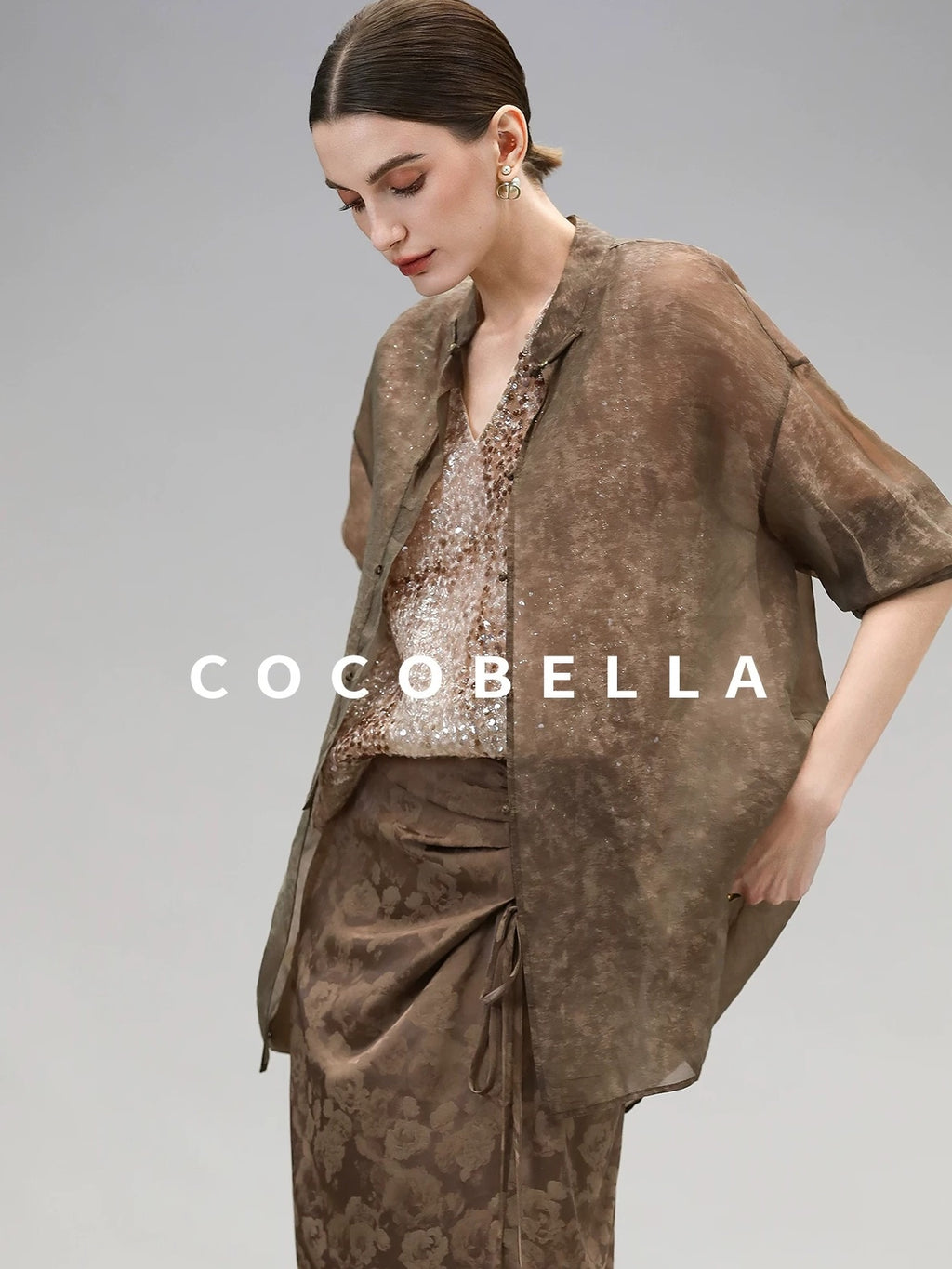 COCOBELLA High Waist Pleated Jacquard Chinese Style Slim H Line Women Office Casual Pants