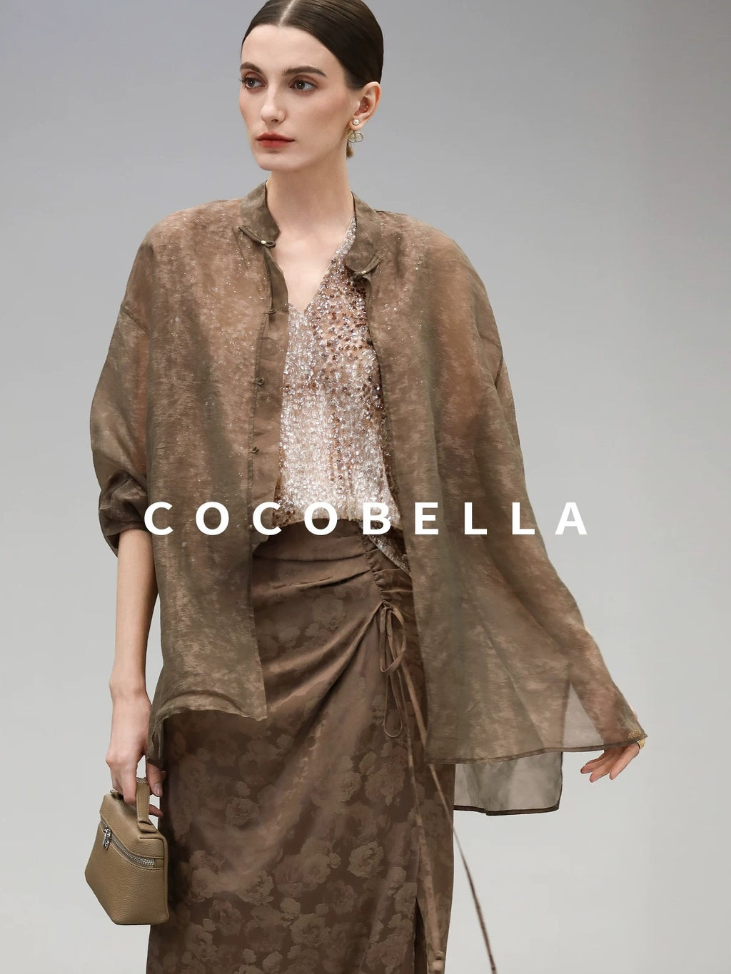 COCOBELLA High Waist Pleated Jacquard Chinese Style Slim H Line Women Office Casual Pants