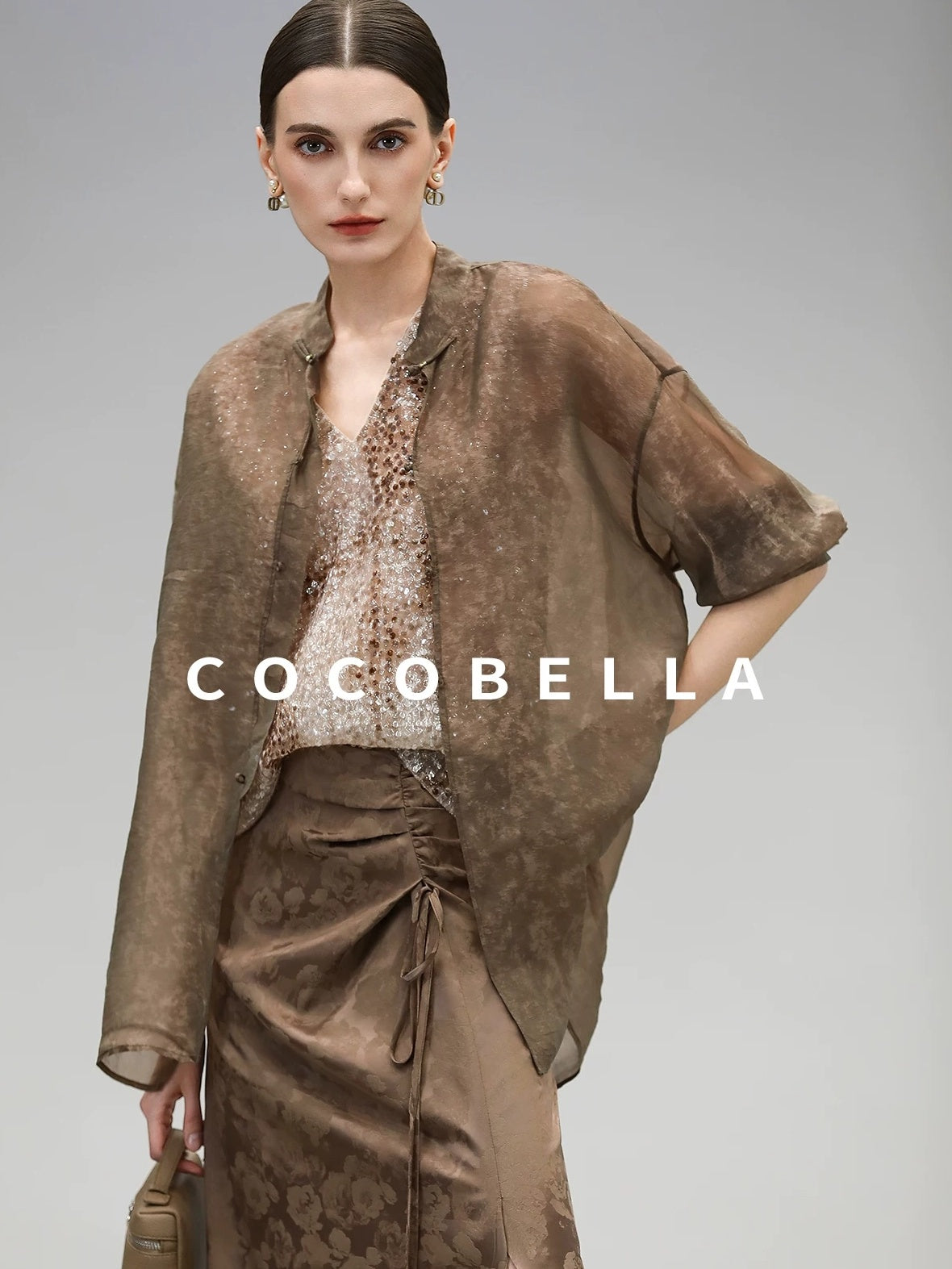 COCOBELLA High Waist Pleated Jacquard Chinese Style Slim H Line Women Office Casual Pants