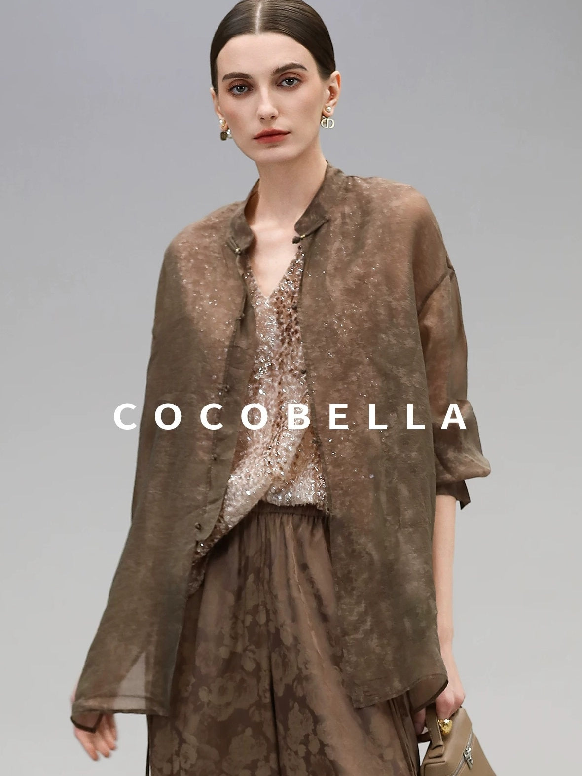 COCOBELLA High Waist Pleated Jacquard Chinese Style Slim H Line Women Office Casual Pants