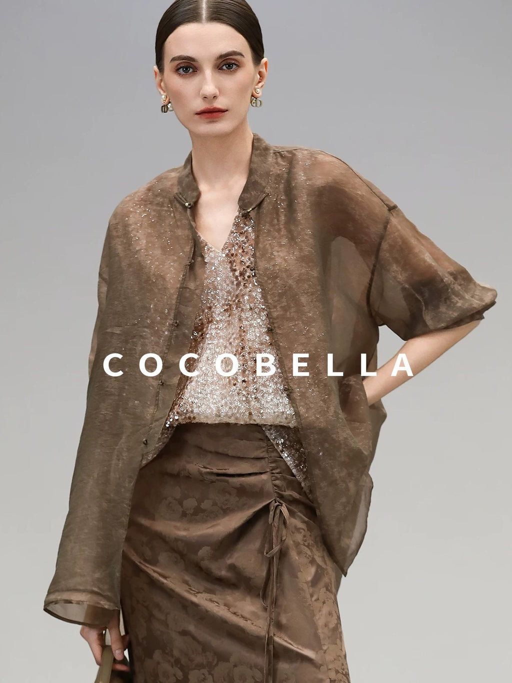 COCOBELLA High Waist Pleated Jacquard Chinese Style Slim H Line Women Office Casual Pants