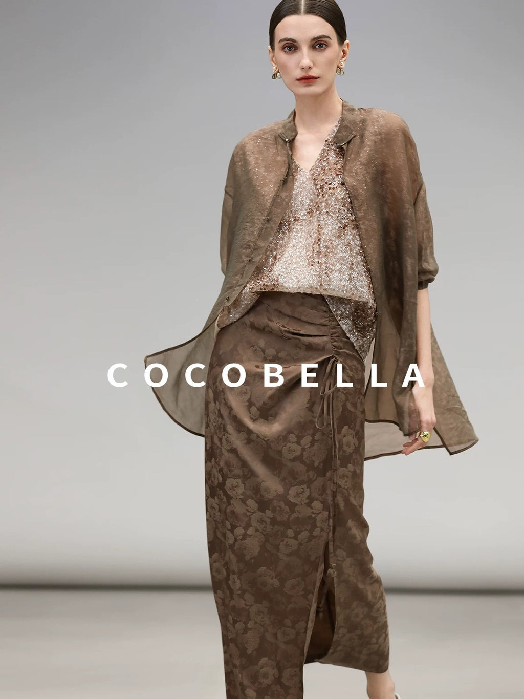 COCOBELLA High Waist Pleated Jacquard Chinese Style Slim H Line Women Office Casual Pants