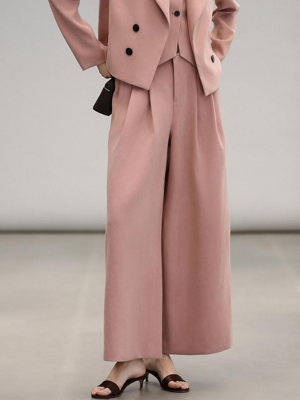 COCOBELLA High Waist Pleated Wide Leg Office Work Ol Style Women Stretch Polyester Pants