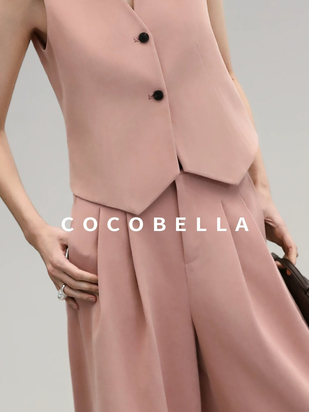 COCOBELLA High Waist Pleated Wide Leg Office Work Ol Style Women Stretch Polyester Pants