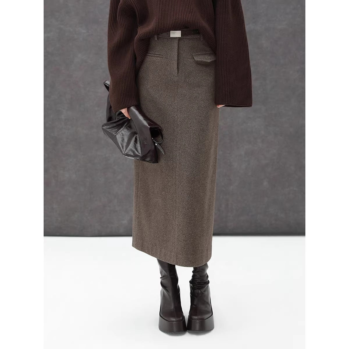 COCOBELLA_High_Waist_Pocket_Midi_Straight_H_Line_Office_Polyester_Blend_Skirts_MISSTT