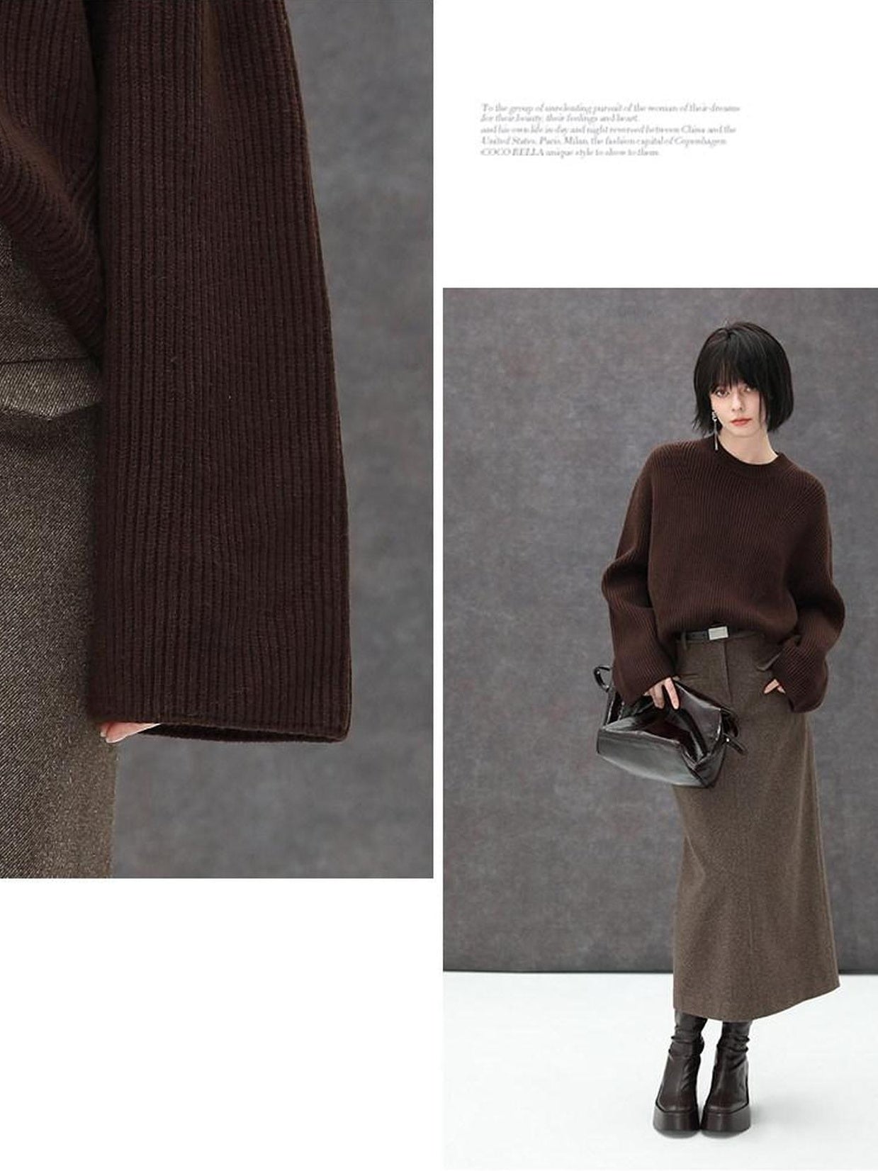 COCOBELLA High Waist Pocket Midi Straight H Line Office Polyester Blend Skirts