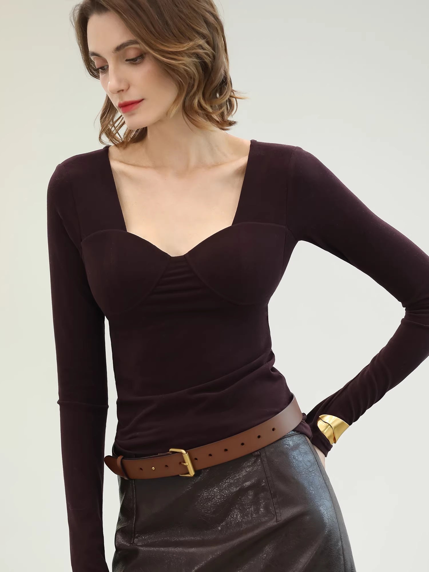 COCOBELLA_High_Waist_Pu_Leather_Topstitch_Slit_Vintage_Office_H_Line_Maxi_Skirts_MISSTT