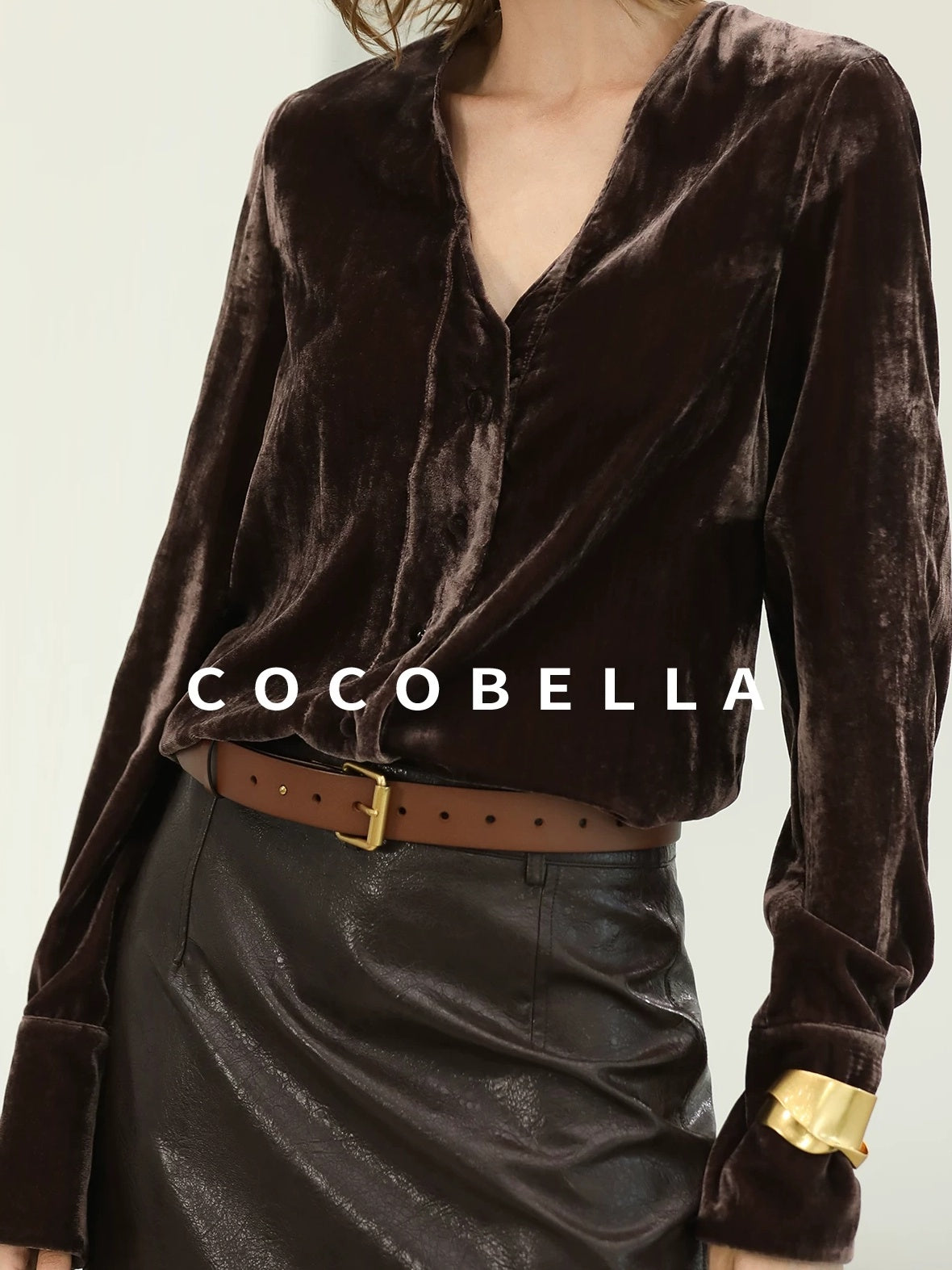 COCOBELLA High Waist Pu Leather Topstitch Slit Vintage Office H Line Maxi Skirts