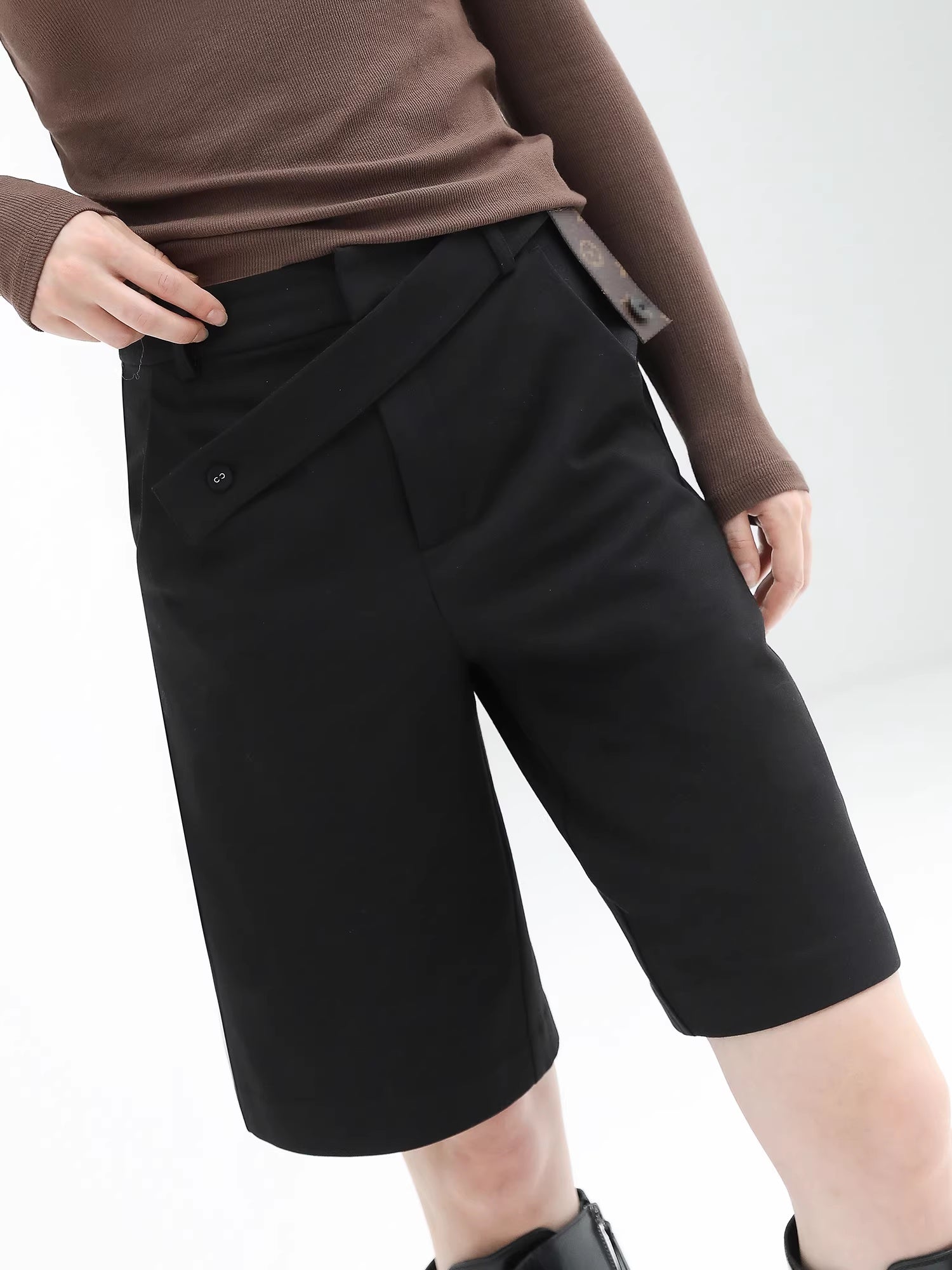 COCOBELLA_High_Waist_Pu_Straight_Leg_3D_Embellished_Office_Workwear_Black_Pants_MISSTT