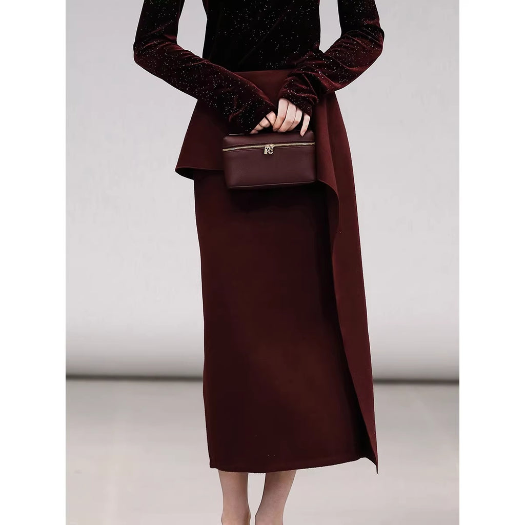 COCOBELLA_High_Waist_Ruffle_Asymmetric_H_Line_Structured_Cut_Slit_Women_Office_Midi_Skirts_MISSTT