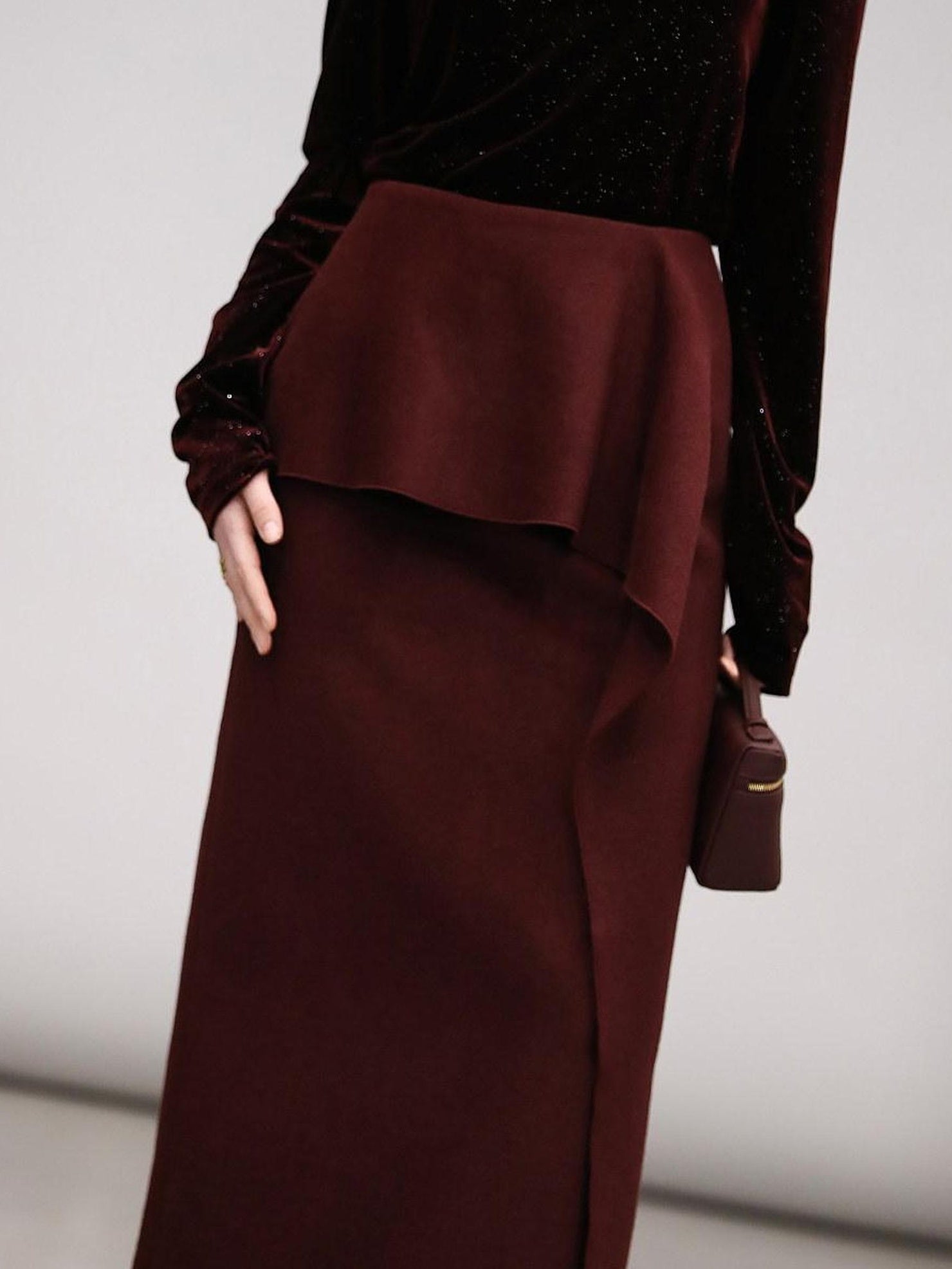 COCOBELLA High Waist Ruffle Asymmetric H Line Structured Cut Slit Women Office Midi Skirts