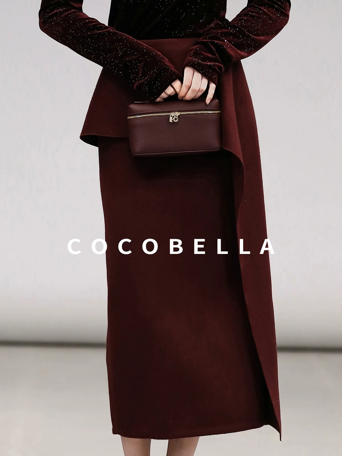 COCOBELLA High Waist Ruffle Asymmetric H Line Structured Cut Slit Women Office Midi Skirts
