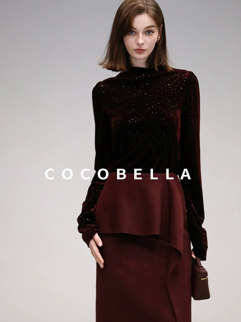 COCOBELLA High Waist Ruffle Asymmetric H Line Structured Cut Slit Women Office Midi Skirts