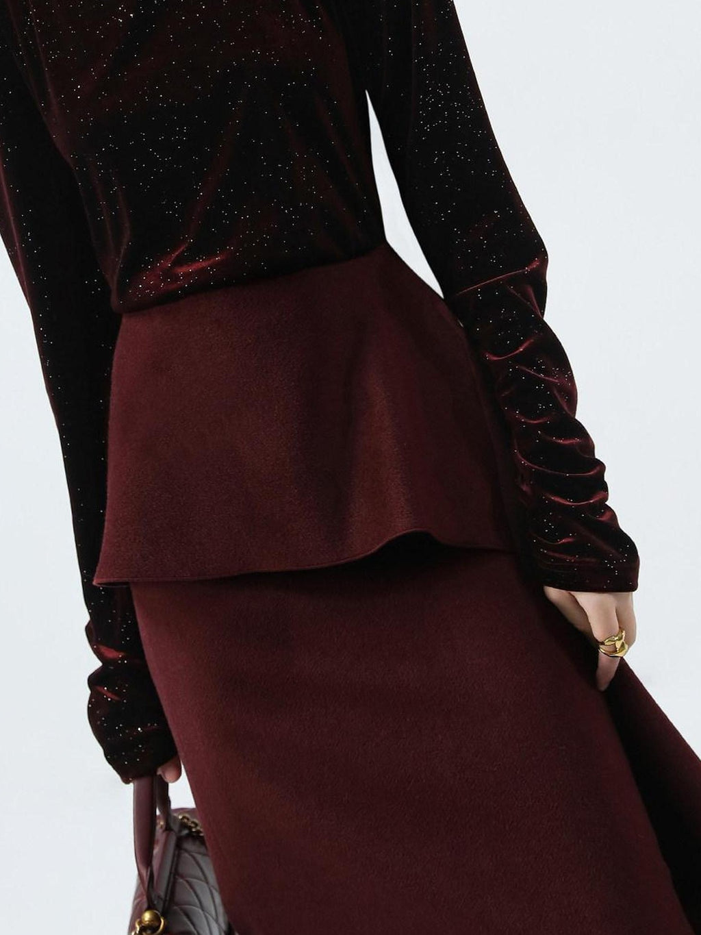 COCOBELLA High Waist Ruffle Asymmetric Slit H Line Office Work Midi Straight Skirts