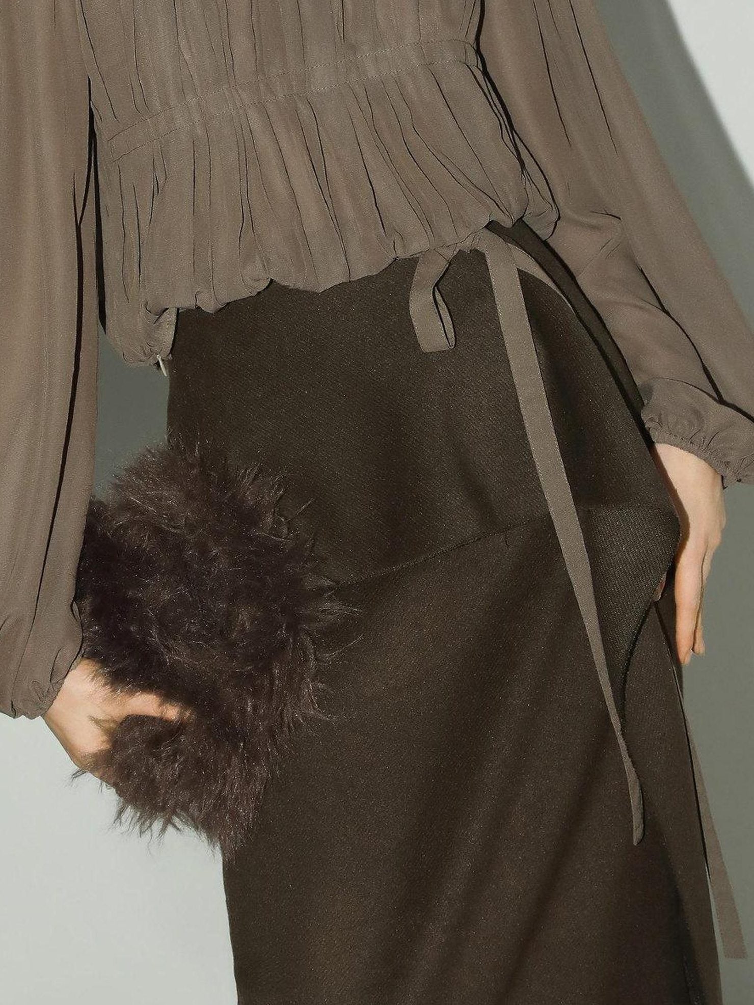 COCOBELLA High Waist Ruffle Hem Office Straight Pencil H Line Women Workwear Midi Skirts