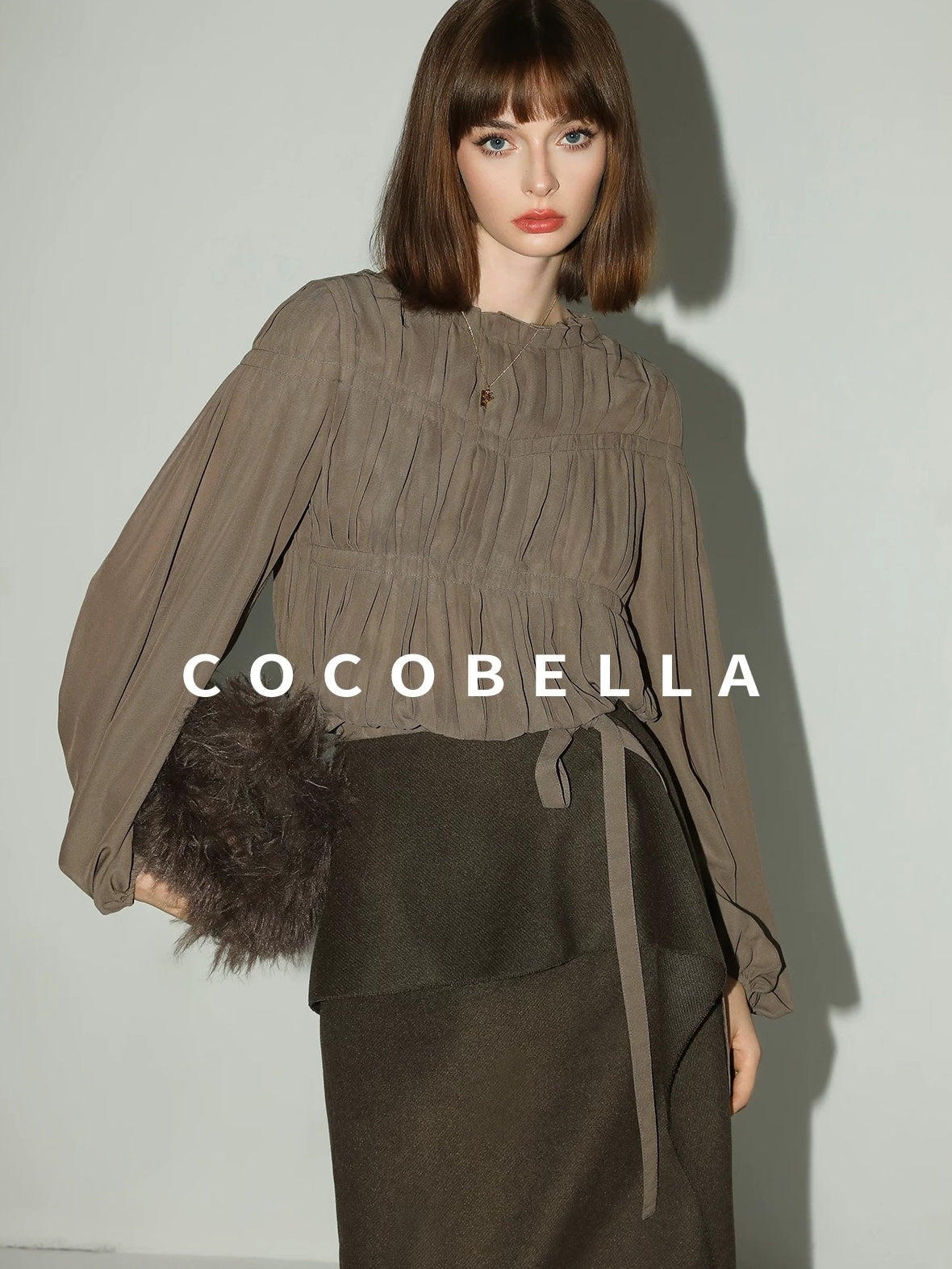COCOBELLA High Waist Ruffle Hem Office Straight Pencil H Line Women Workwear Midi Skirts